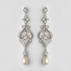 Vintage CZ & Freshwater Pearl Bridal Wedding Earrings 2027