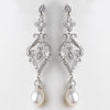 Vintage CZ & Freshwater Pearl Bridal Wedding Earrings 2027