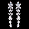 Rhodium Silver Clear CZ Long Dangle Bridal Wedding Earrings 3906