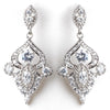 Rhodium Silver Vintage CZ Dangle Bridal Wedding Earrings 3908
