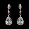 Rose Gold CZ Crystal Marquise & Teardrop Bridal Wedding Earrings 40261