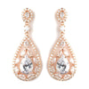 Rose Gold Clear Multi Cut Teardrop CZ Crystal Chandelier Bridal Wedding Earrings 7769