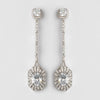 Rhodium Clear CZ Crystal Shoulder Dangle Bridal Wedding Earrings 82079