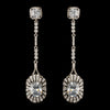 Rhodium Clear CZ Crystal Shoulder Dangle Bridal Wedding Earrings 82079