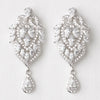 Rhodium Clear Marquise & Teardrop CZ Drop Bridal Wedding Earrings 9219