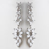 Rhodium Clear Marquise CZ Crystal Dangle Bridal Wedding Earrings E 9413