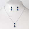 Rhodium Sapphire CZ Crystal Bridal Wedding Necklace 9729 & Drop Earrings 9729 Jewelry Set