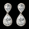 Rhodium Silver Teardrop CZ Bridal Wedding Earrings 9729