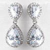 Rhodium Silver Teardrop CZ Bridal Wedding Earrings 9729