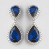 Rhodium Sapphire Teardrop CZ Bridal Wedding Earrings 9729