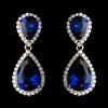 Rhodium Sapphire Teardrop CZ Bridal Wedding Earrings 9729