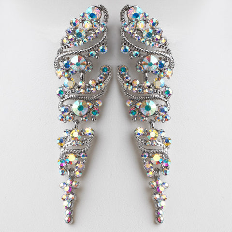 Rhodium AB Vintage Grapevine Bridal Wedding Earrings 9883