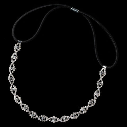 Silver Clear Rhinestone Bridal Wedding Hair Bridal Wedding Elastic Headband 167