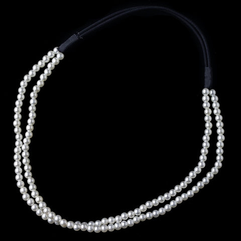 White Pearl Bridal Wedding Hair Bridal Wedding Elastic Headband 244