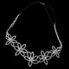 Silver Clear Rhinestone Floral Bridal Wedding Hair Bridal Wedding Elastic Headband 368