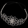 Silver Clear Rhinestone Floral Bridal Wedding Hair Bridal Wedding Elastic Headband 369
