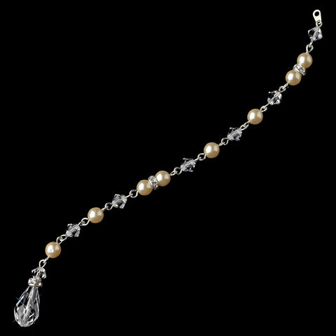 Silver Ivory Pearl & Swarovski Crystal Bead Jewelry Extender 6