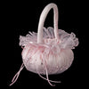 Lace Ribbon & Sheer Organza Floral Design Flower Girl Basket 3 w/ Crystal & Pearl Accents