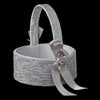 Silver Ribbon & Silver Heart Bridal Wedding Flowergirl Basket 722