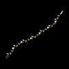 Gold Ivory Pearl & Clear CZ Vine Leaf Bridal Wedding Bracelet 0112