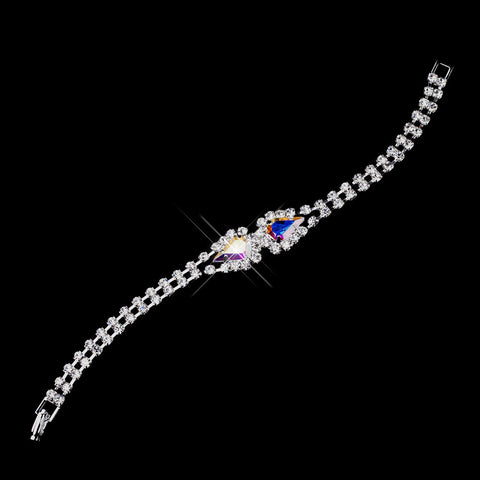 Silver AB Teardrop Rhinestone Bridal Wedding Bracelet 0201