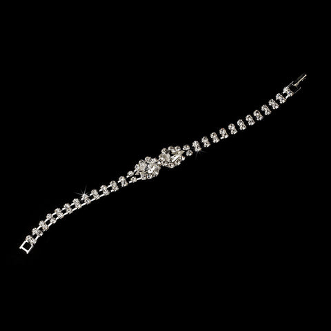 Silver Clear Teardrop Rhinestone Bridal Wedding Bracelet 0201