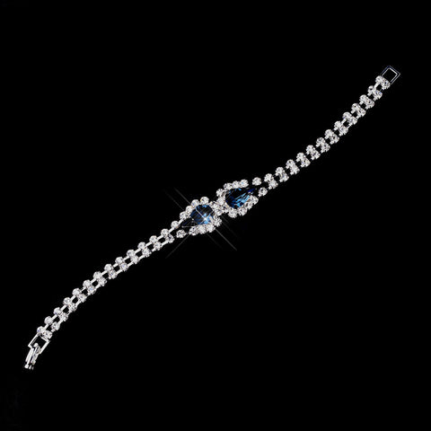 Silver Navy Teardrop Rhinestone Bridal Wedding Bracelet 0201