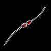 Silver Red Teardrop Rhinestone Bridal Wedding Bracelet 0201