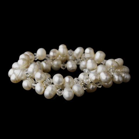 Freshwater Pearl Stretch Bridal Wedding Bracelet FC B 0737