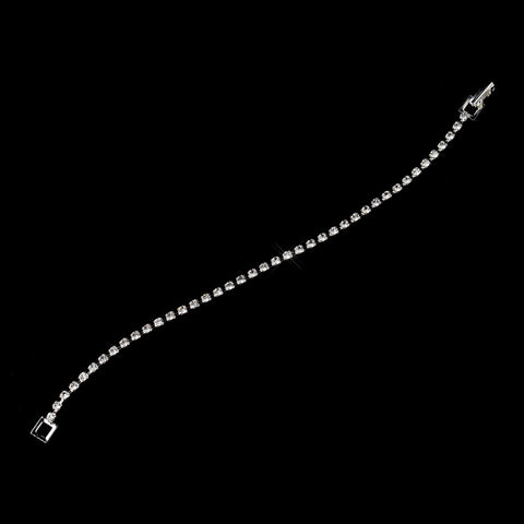 Silver Clear 1-Row Tennis Bridal Wedding Bracelet 0744