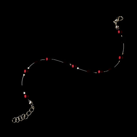 Burgundy Czech Glass Pearl & Swarovski Crystal Bead Illusion Silver Bridal Wedding Bracelet 2031