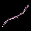 Silver Fuchsia Round Rhinestone Bridal Wedding Bracelet 2614