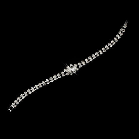 Silver Marquise Clear Rhinestone Bridal Wedding Bracelet 3264