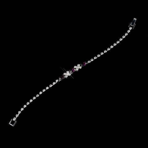 Silver Amethyst & Clear Marquise Rhinestone Bridal Wedding Bracelet 3995
