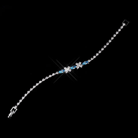 Silver Aqua & Clear Marquise Rhinestone Bridal Wedding Bracelet 3995