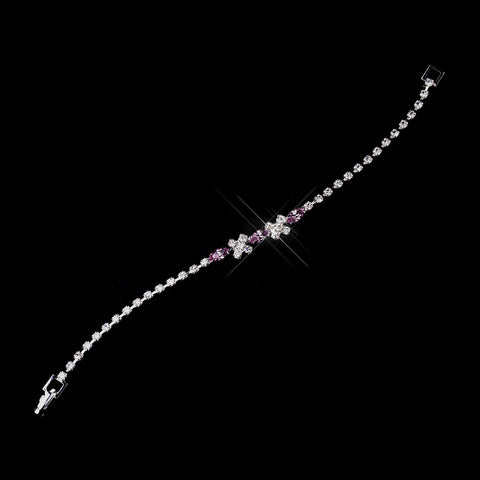 Silver Light Amethyst & Clear Marquise Rhinestone Bridal Wedding Bracelet 3995