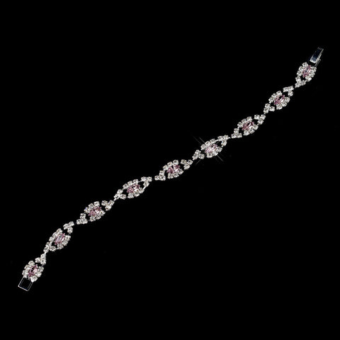 Silver Light Amethyst & Clear Marquise Rhinestone Bridal Wedding Bracelet 4054