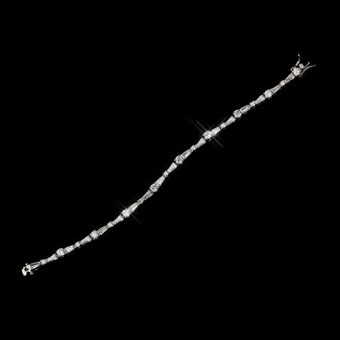 Antique Silver Clear CZ Crystal Bridal Wedding Bracelet 4135