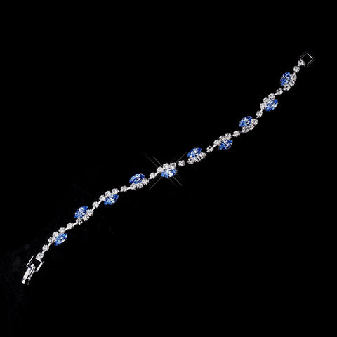 Silver Light Blue & Clear Marquise Rhinestone Bridal Wedding Bracelet 9344