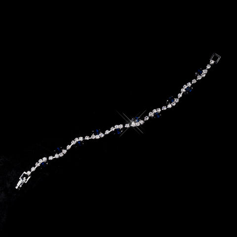 Silver Navy & Clear Marquise Rhinestone Bridal Wedding Bracelet 9344