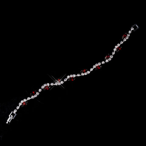 Silver Ruby & Clear Marquise Rhinestone Bridal Wedding Bracelet 9344