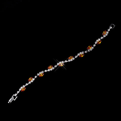 Silver Topaz & Clear Marquise Rhinestone Bridal Wedding Bracelet 9344