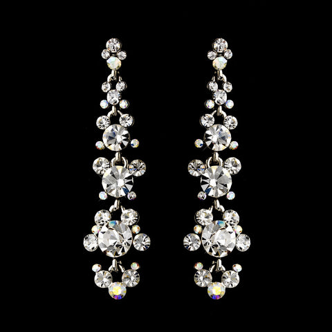 Antique Silver Rhodium AB Drop Bridal Wedding Earrings 0003