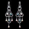 Silver AB & Clear Teardrop Rhinestone Chandelier Bridal Wedding Earrings 0106