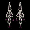 Silver Amethyst & Clear Teardrop Rhinestone Chandelier Bridal Wedding Earrings 0106