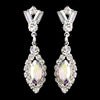 Silver AB & Clear Marquise Baguette Round Rhinestone Drop Bridal Wedding Earrings 0124