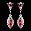 Silver Red & Clear Marquise Baguette Round Rhinestone Drop Bridal Wedding Earrings 0124