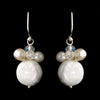 Silver Freshwater Coin Pearl & AB Swarovski Crystal Bead Hook Bridal Wedding Earrings 0126