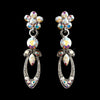 Antique Silver Rhodium AB Marquise & Round Rhinestone Drop Bridal Wedding Earrings 0314