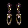 Gold Amethyst Marquise & Round Rhinestone Drop Bridal Wedding Earrings 0314